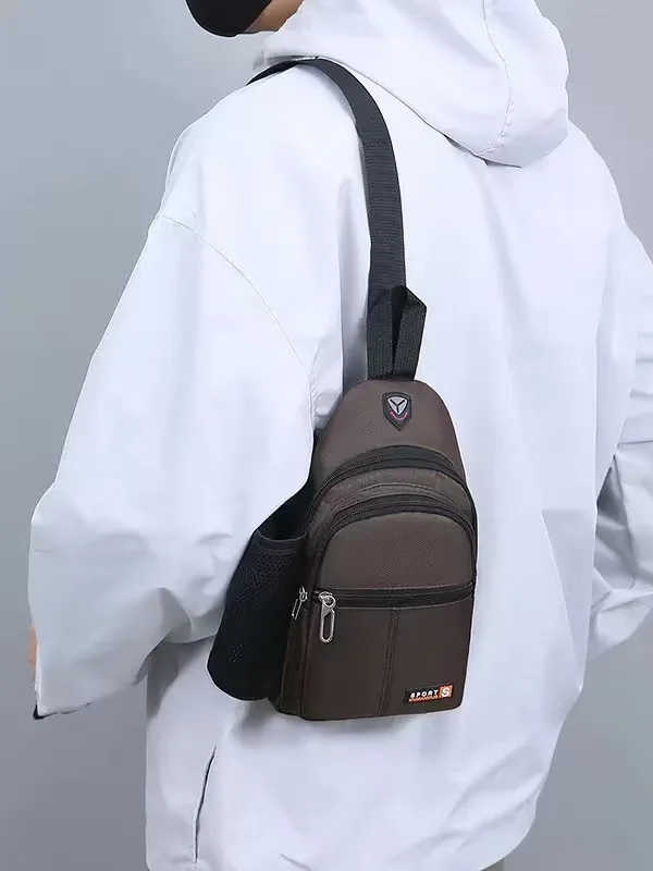 New Waterproof Crossbody Bag, Fashionable Chest Bag, Multifunctional Casual Single Shoulder Water Cup, Men's Backpack for Travel