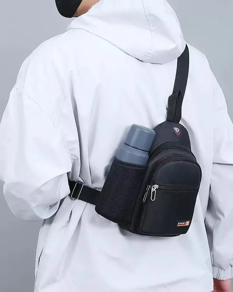 New Waterproof Crossbody Bag, Fashionable Chest Bag, Multifunctional Casual Single Shoulder Water Cup, Men's Backpack for Travel