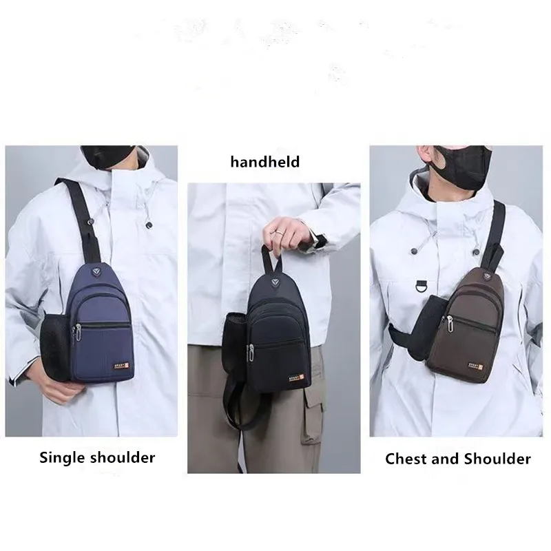 New Waterproof Crossbody Bag, Fashionable Chest Bag, Multifunctional Casual Single Shoulder Water Cup, Men's Backpack for Travel