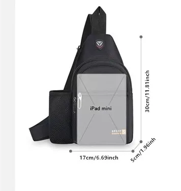 New Waterproof Crossbody Bag, Fashionable Chest Bag, Multifunctional Casual Single Shoulder Water Cup, Men's Backpack for Travel