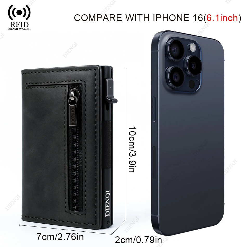Rfid Blocking Credit Card Holder Men Wallet Luxury Pop Up Slim Thin Minimalist Wallet Bank Cardholder Case Black Vallet for Men