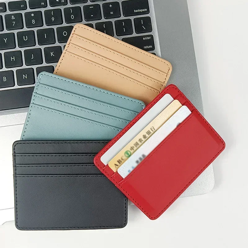 1Pc Pu Leather ID Card Holder Candy Color Bank Credit Card Box Multi Slot Slim Wallet for Women Men Business Card Cover