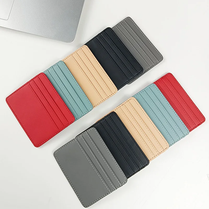 1Pc Pu Leather ID Card Holder Candy Color Bank Credit Card Box Multi Slot Slim Wallet for Women Men Business Card Cover
