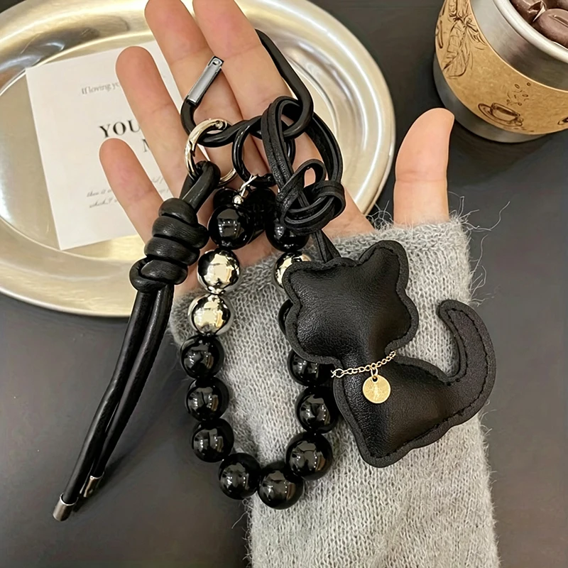 New Imitation Pearl Cat Mobile Phone Chain Gift Hanging Ornament Pendant Handbag Pendant Keychain Women Girls