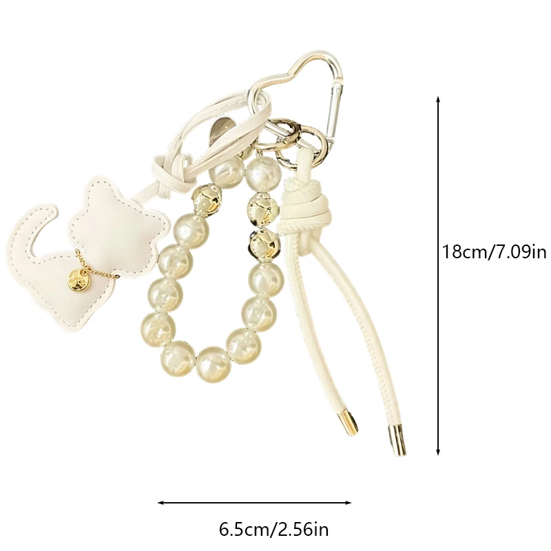 New Imitation Pearl Cat Mobile Phone Chain Gift Hanging Ornament Pendant Handbag Pendant Keychain Women Girls