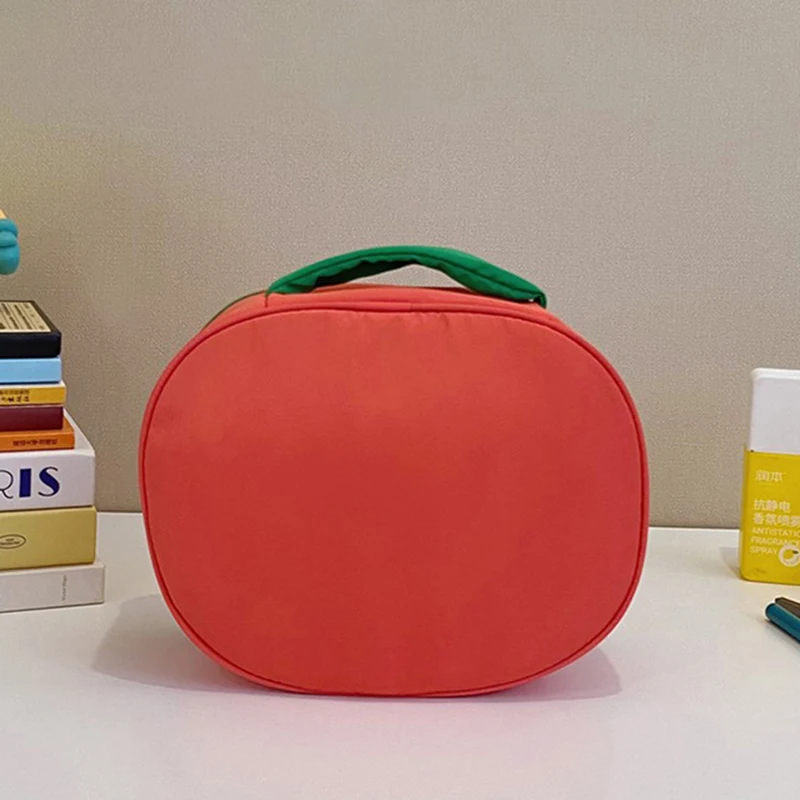1pcs Cute Tomato Shaped Makeup Bag Waterproof Nylon Cosmetic Organizer Portable Toiletry Storage Pouch