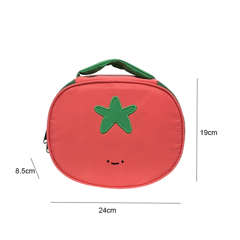 1pcs Cute Tomato Shaped Makeup Bag Waterproof Nylon Cosmetic Organizer Portable Toiletry Storage Pouch