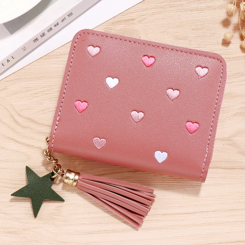 2026 Spring Summer Wallet Women Ladies Mini Tassel Wallets Cute Short Zipper Lovely Pu Leather Coin Purse Female Hand Wallet