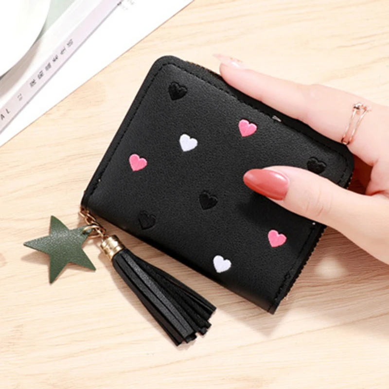 2026 Spring Summer Wallet Women Ladies Mini Tassel Wallets Cute Short Zipper Lovely Pu Leather Coin Purse Female Hand Wallet