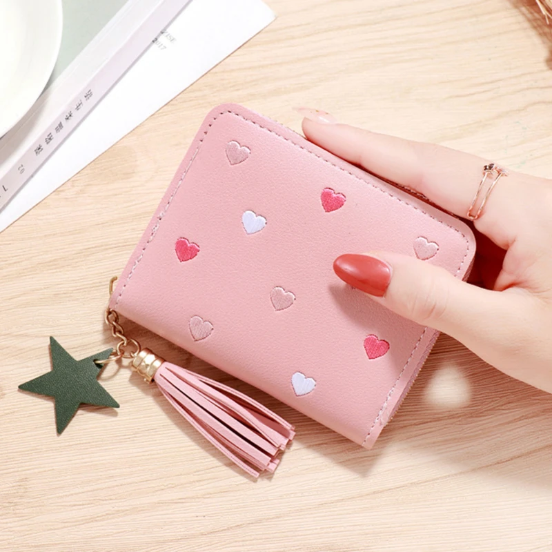 2026 Spring Summer Wallet Women Ladies Mini Tassel Wallets Cute Short Zipper Lovely Pu Leather Coin Purse Female Hand Wallet
