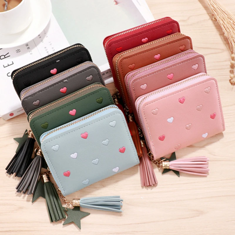 2026 Spring Summer Wallet Women Ladies Mini Tassel Wallets Cute Short Zipper Lovely Pu Leather Coin Purse Female Hand Wallet