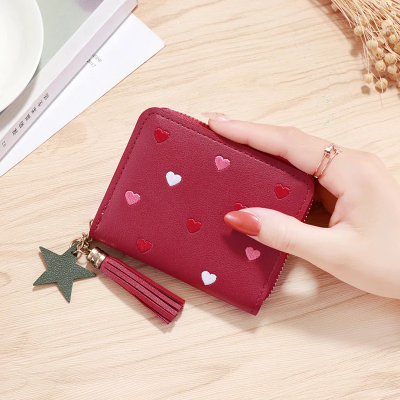 2026 Spring Summer Wallet Women Ladies Mini Tassel Wallets Cute Short Zipper Lovely Pu Leather Coin Purse Female Hand Wallet