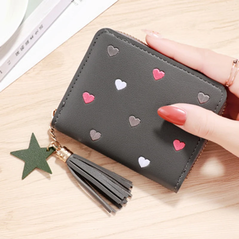 2026 Spring Summer Wallet Women Ladies Mini Tassel Wallets Cute Short Zipper Lovely Pu Leather Coin Purse Female Hand Wallet