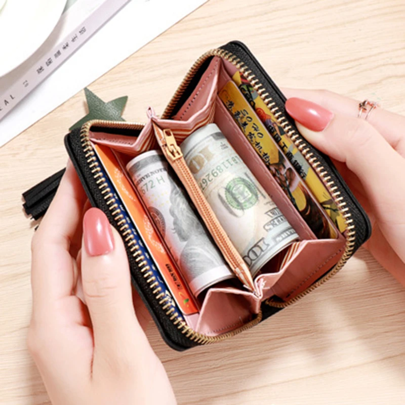 2026 Spring Summer Wallet Women Ladies Mini Tassel Wallets Cute Short Zipper Lovely Pu Leather Coin Purse Female Hand Wallet