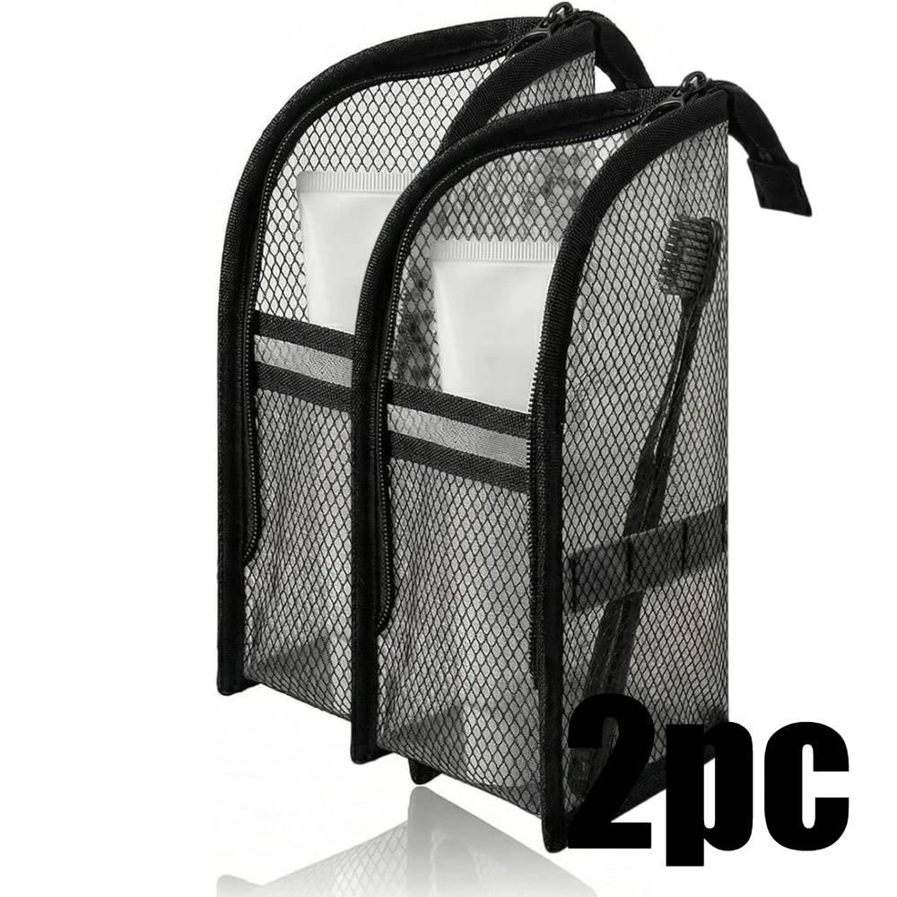 1/2pcs EVA Mesh Cosmetic Bag Travel Stand Storage Makeup Bag Organizer Female Make Up Pouch Portable Toiletry Beauty Case