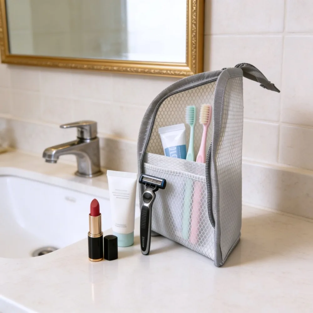 1/2pcs EVA Mesh Cosmetic Bag Travel Stand Storage Makeup Bag Organizer Female Make Up Pouch Portable Toiletry Beauty Case