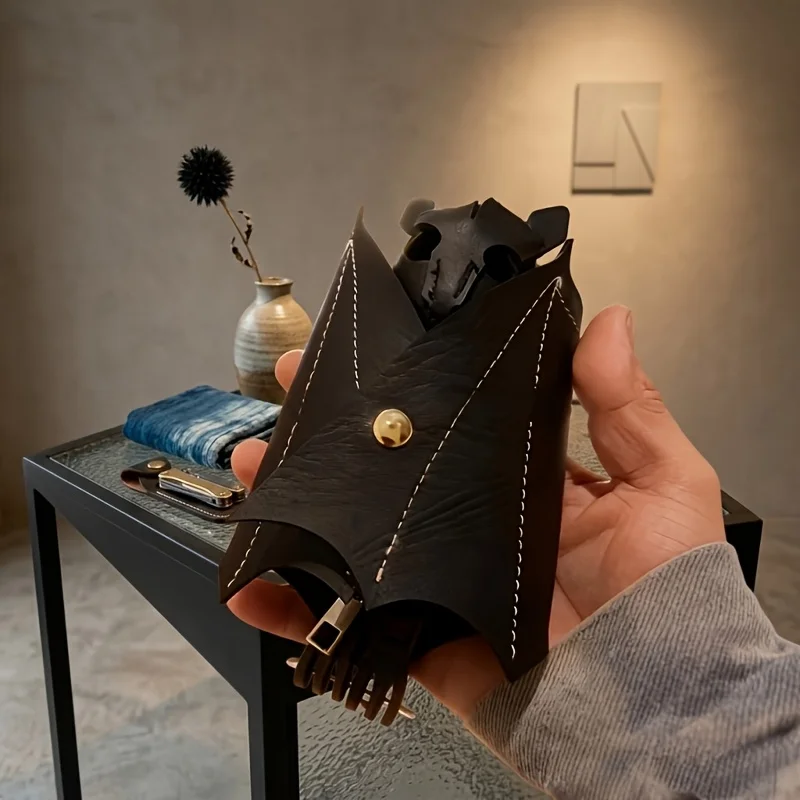 Creative Gothic Bat Zipper Bag, Bat Wallet Keychain, Mini Wallet Pendant, Halloween Bat Keychain Accessories