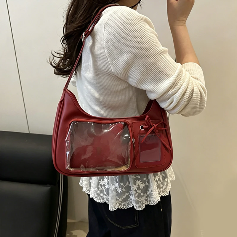 Y2k Harajuku Shoulder Bag Women Korean Transparent Ita Bag School Crossbody Bag Female Japanese Designer Preppy Handbag Purse