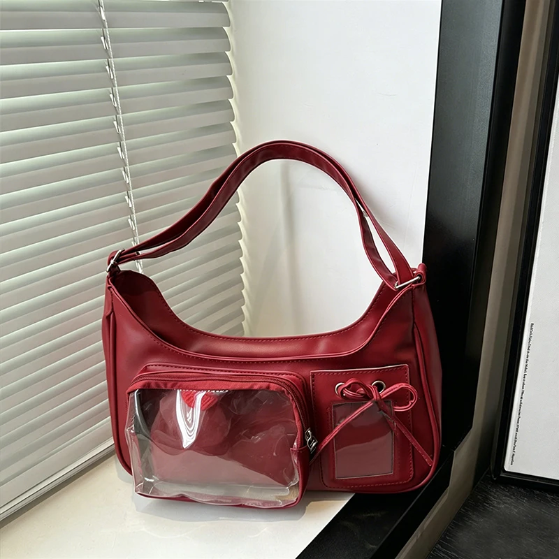 Y2k Harajuku Shoulder Bag Women Korean Transparent Ita Bag School Crossbody Bag Female Japanese Designer Preppy Handbag Purse