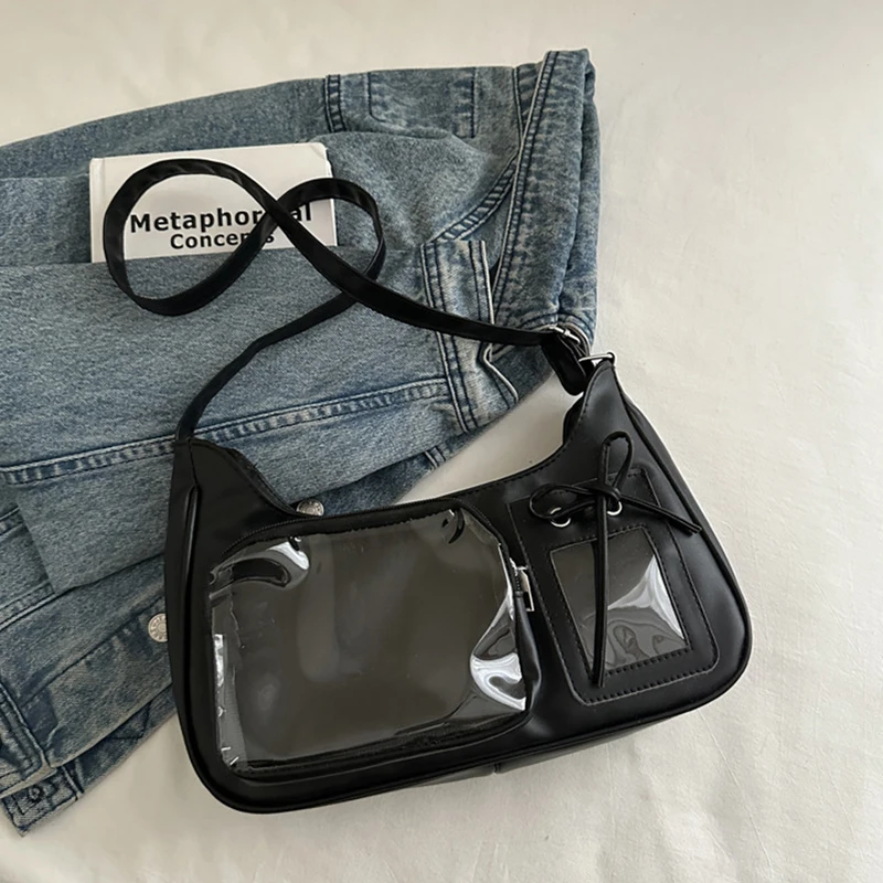 Y2k Harajuku Shoulder Bag Women Korean Transparent Ita Bag School Crossbody Bag Female Japanese Designer Preppy Handbag Purse