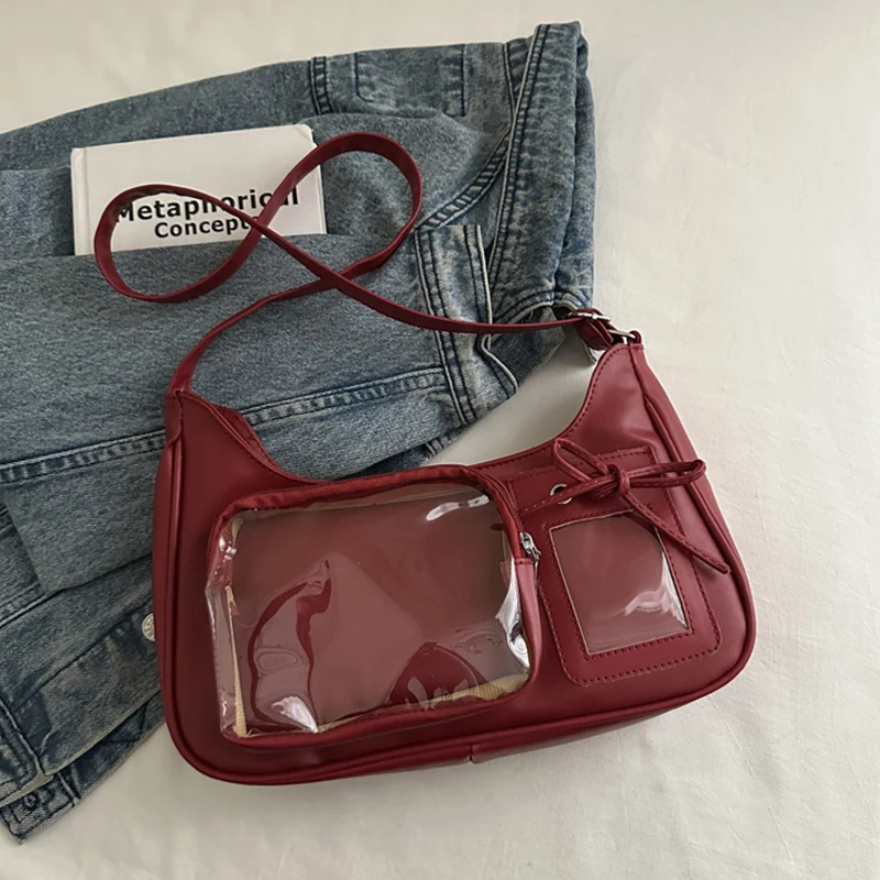 Y2k Harajuku Shoulder Bag Women Korean Transparent Ita Bag School Crossbody Bag Female Japanese Designer Preppy Handbag Purse