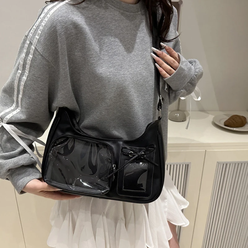 Y2k Harajuku Shoulder Bag Women Korean Transparent Ita Bag School Crossbody Bag Female Japanese Designer Preppy Handbag Purse