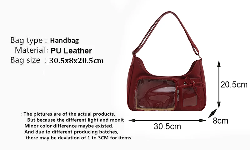 Y2k Harajuku Shoulder Bag Women Korean Transparent Ita Bag School Crossbody Bag Female Japanese Designer Preppy Handbag Purse