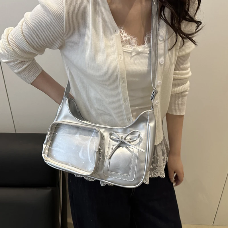 Y2k Harajuku Shoulder Bag Women Korean Transparent Ita Bag School Crossbody Bag Female Japanese Designer Preppy Handbag Purse