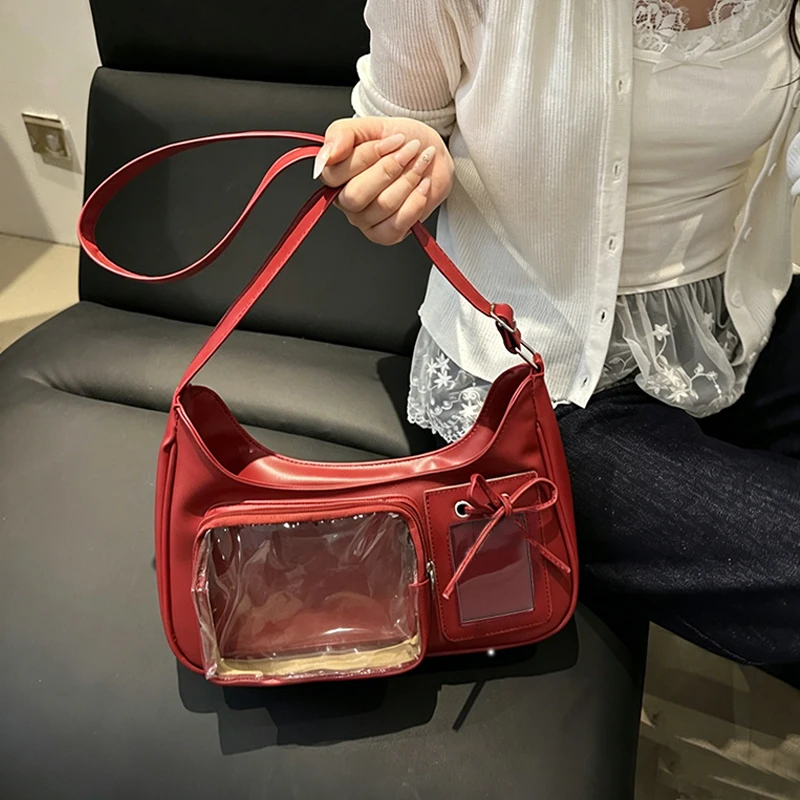 Y2k Harajuku Shoulder Bag Women Korean Transparent Ita Bag School Crossbody Bag Female Japanese Designer Preppy Handbag Purse