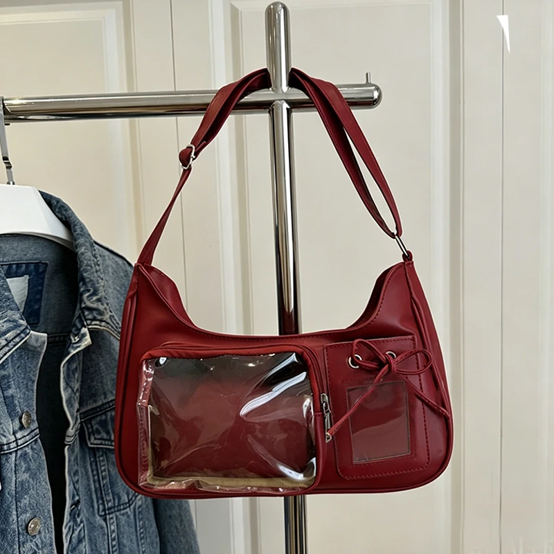 Y2k Harajuku Shoulder Bag Women Korean Transparent Ita Bag School Crossbody Bag Female Japanese Designer Preppy Handbag Purse