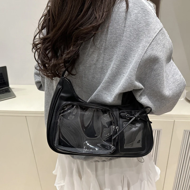 Y2k Harajuku Shoulder Bag Women Korean Transparent Ita Bag School Crossbody Bag Female Japanese Designer Preppy Handbag Purse