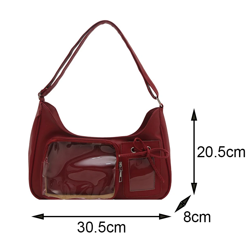 Y2k Harajuku Shoulder Bag Women Korean Transparent Ita Bag School Crossbody Bag Female Japanese Designer Preppy Handbag Purse