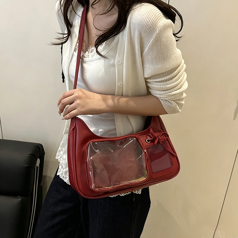 Y2k Harajuku Shoulder Bag Women Korean Transparent Ita Bag School Crossbody Bag Female Japanese Designer Preppy Handbag Purse