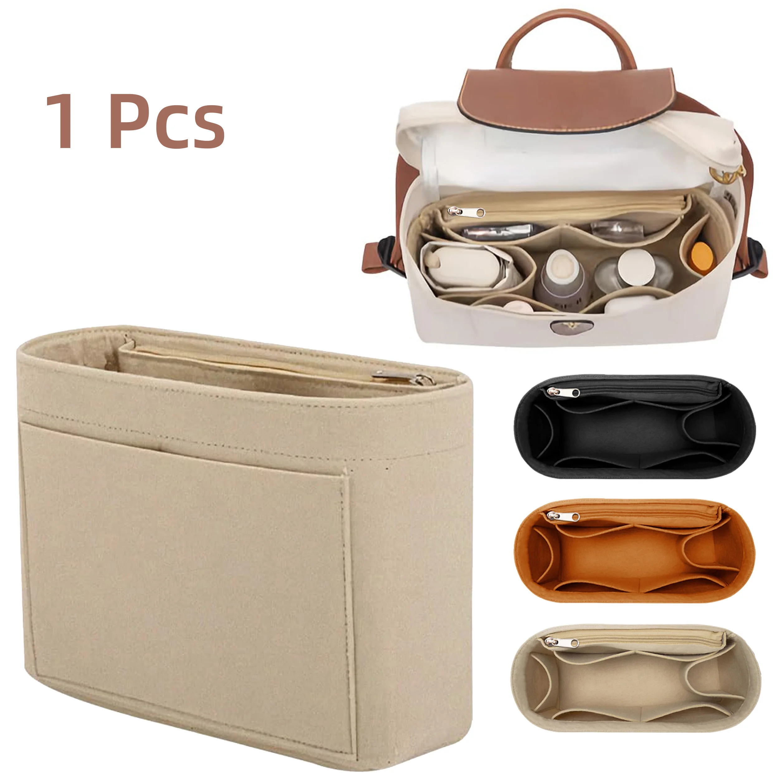 Felt Purse Organizer Insert with Multi Pockets, Bag-in-Bag Liner for Handbags & Backpacks, Travel Makeup Storage Bag
