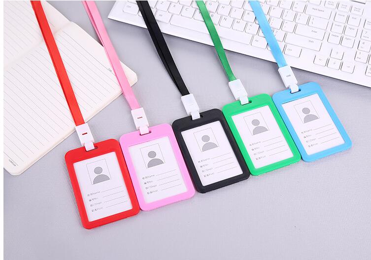 Unisex Colorful Employee Id Case with Lanyard Double Side Id Credit Card Holder Access Bus Card Case Badge Holder Card Sleeve