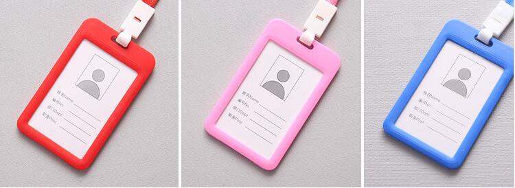 Unisex Colorful Employee Id Case with Lanyard Double Side Id Credit Card Holder Access Bus Card Case Badge Holder Card Sleeve