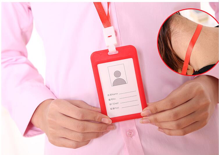 Unisex Colorful Employee Id Case with Lanyard Double Side Id Credit Card Holder Access Bus Card Case Badge Holder Card Sleeve