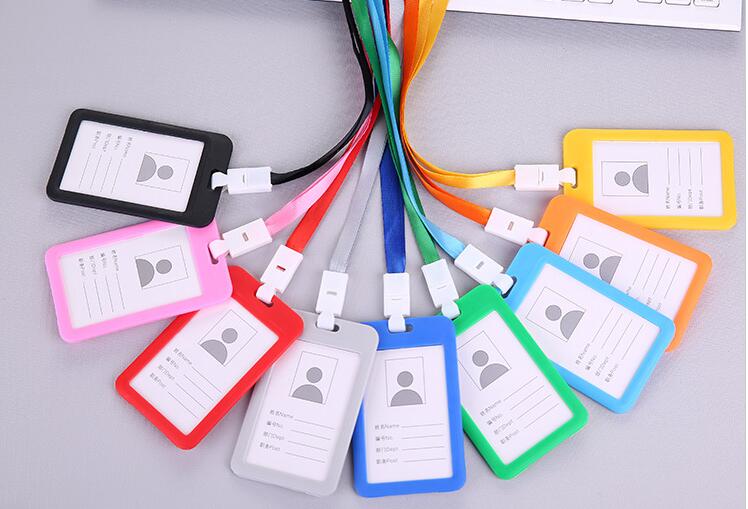 Unisex Colorful Employee Id Case with Lanyard Double Side Id Credit Card Holder Access Bus Card Case Badge Holder Card Sleeve