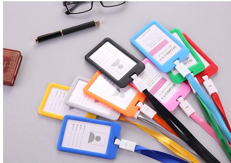 Unisex Colorful Employee Id Case with Lanyard Double Side Id Credit Card Holder Access Bus Card Case Badge Holder Card Sleeve