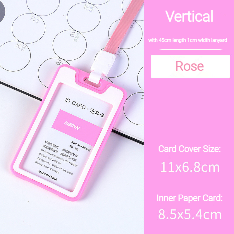Unisex Colorful Employee Id Case with Lanyard Double Side Id Credit Card Holder Access Bus Card Case Badge Holder Card Sleeve