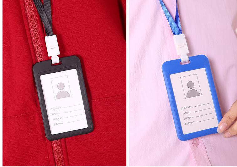 Unisex Colorful Employee Id Case with Lanyard Double Side Id Credit Card Holder Access Bus Card Case Badge Holder Card Sleeve