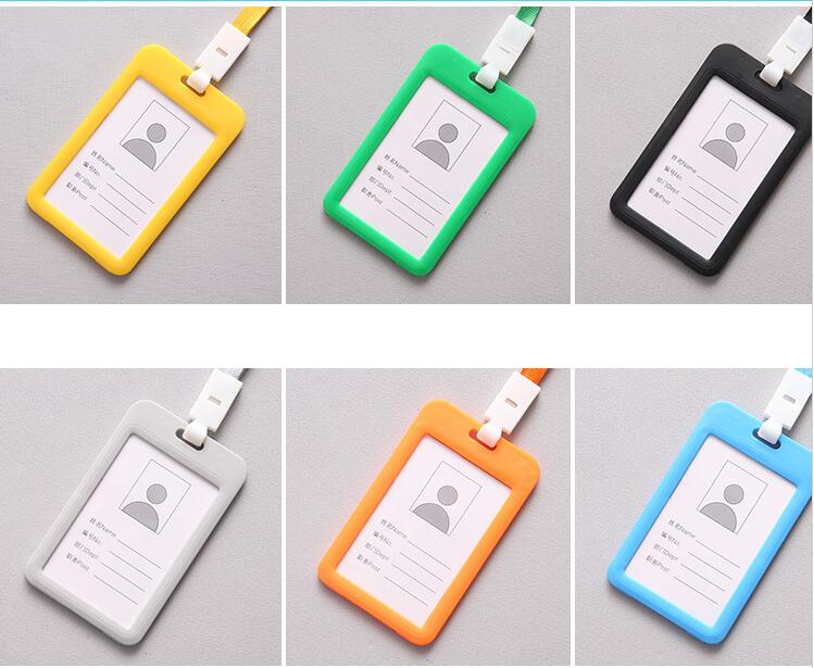Unisex Colorful Employee Id Case with Lanyard Double Side Id Credit Card Holder Access Bus Card Case Badge Holder Card Sleeve