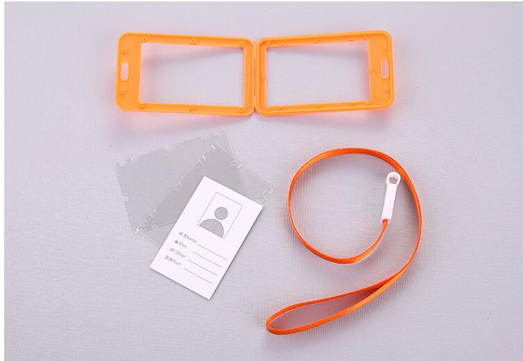Unisex Colorful Employee Id Case with Lanyard Double Side Id Credit Card Holder Access Bus Card Case Badge Holder Card Sleeve