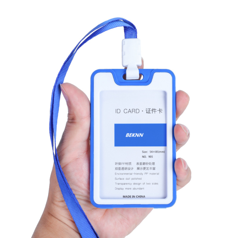 Unisex Colorful Employee Id Case with Lanyard Double Side Id Credit Card Holder Access Bus Card Case Badge Holder Card Sleeve