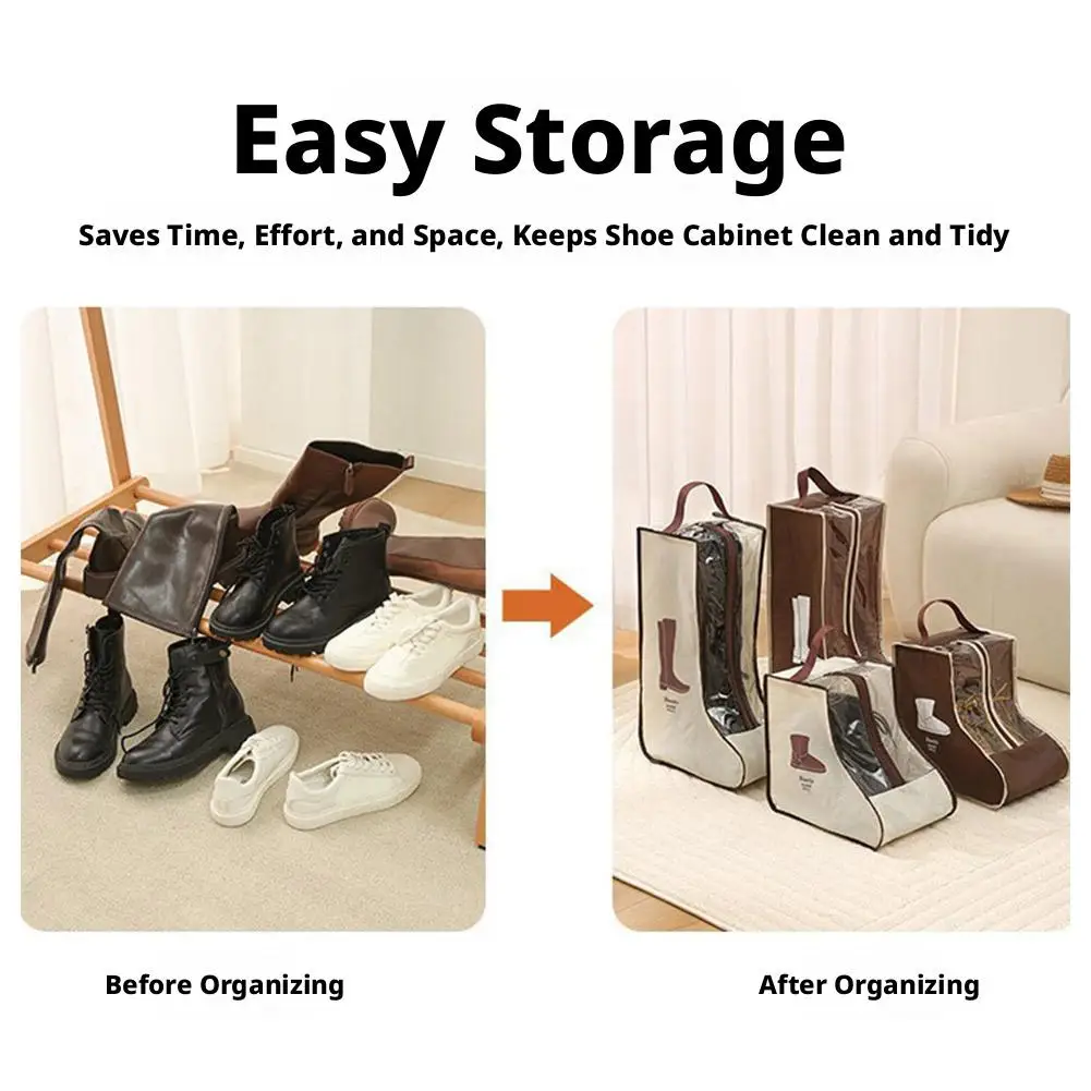 Waterproof Tall Boots Storage Bag Moistureproof Dustproof Boot Protection Cover Portable Travel Shoe Organizer Pouch