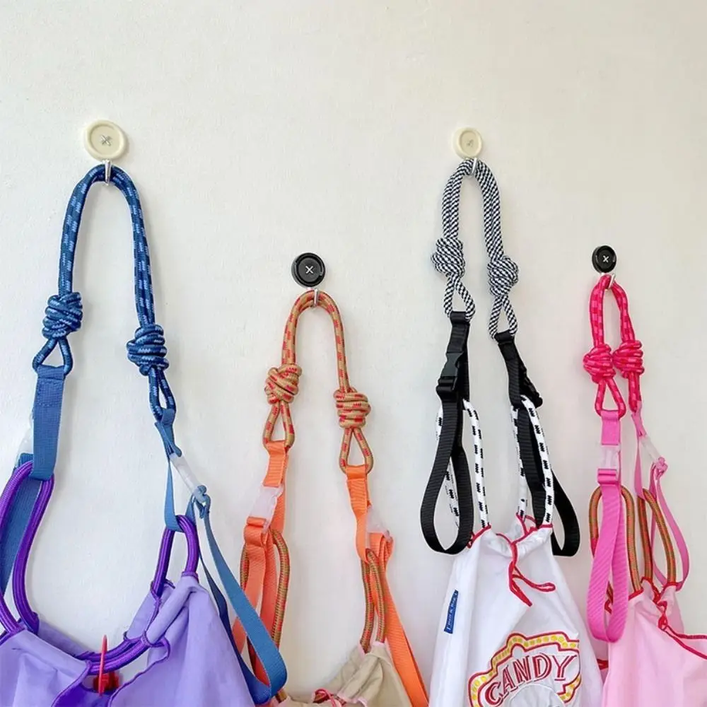 Knitted Small Bag Extension Belt Wrist Bag Colorful Pull Button Case Shoulder Strap Korean Fashion Bag