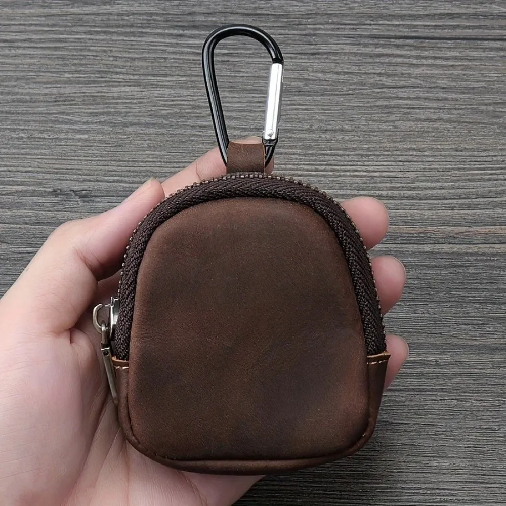 Retro Genuine Leather Coin Purse Mini with Zipper Small Zipper Pouch Key Bag Pendant For Coins Earphones Accessories