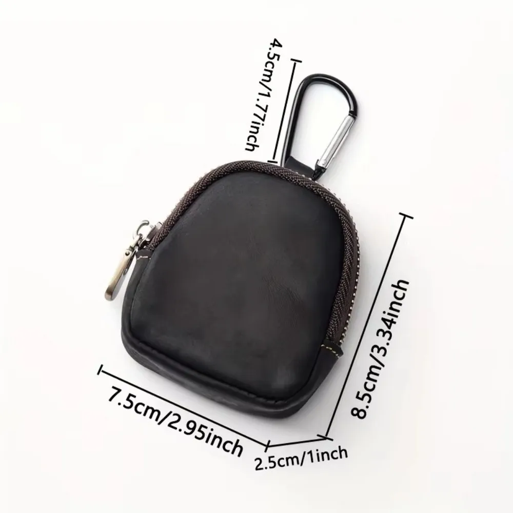 Retro Genuine Leather Coin Purse Mini with Zipper Small Zipper Pouch Key Bag Pendant For Coins Earphones Accessories