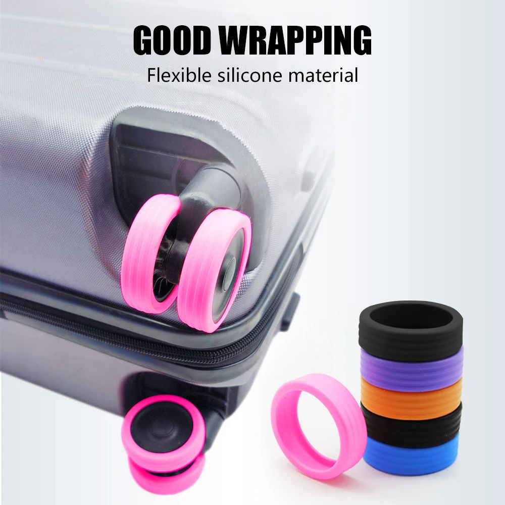 8pcs Silicone Luggage Wheel Covers Suitcase Caster Protectors Reduce Noise Trolley Box Casters Cover Travel Luggage Accessories