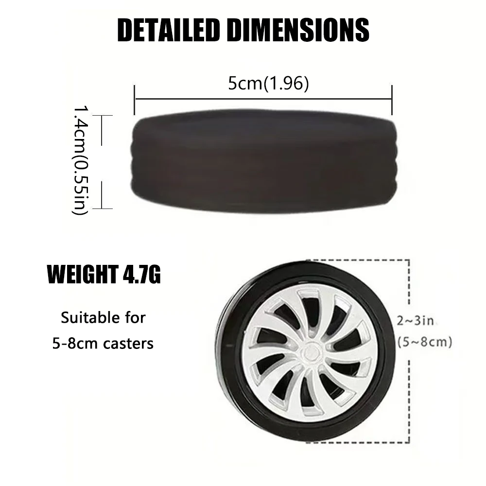 8pcs Silicone Luggage Wheel Covers Suitcase Caster Protectors Reduce Noise Trolley Box Casters Cover Travel Luggage Accessories